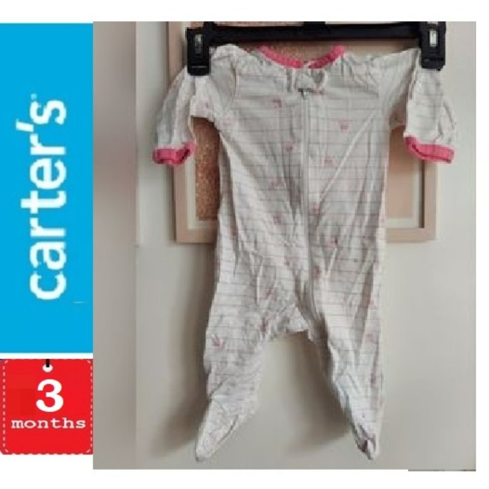 🎁 10/$25 Carter's 3 month sleeper_girl white and pink